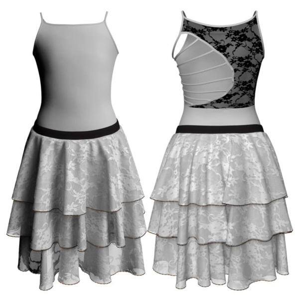 costume balletto bretelle con inserto in rete o pizzo yus109