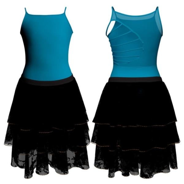 costume balletto bretelle con inserto in rete o pizzo yus1091