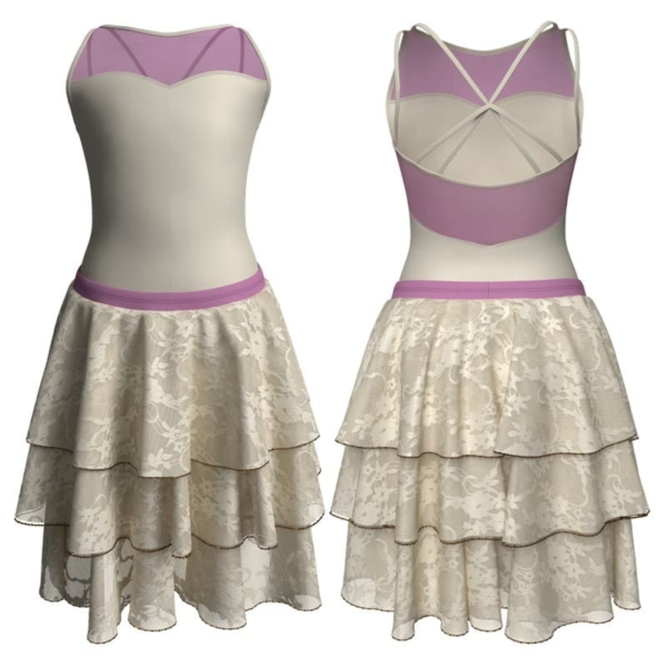 costume balletto bretelle con inserto in rete o pizzo yus2341