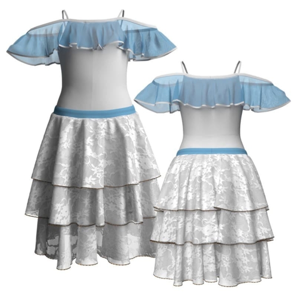 costume balletto bretelle con inserto in rete o pizzo yus2515