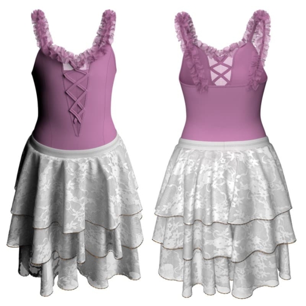 costume balletto bretelle con inserto in rete o pizzo yus25291