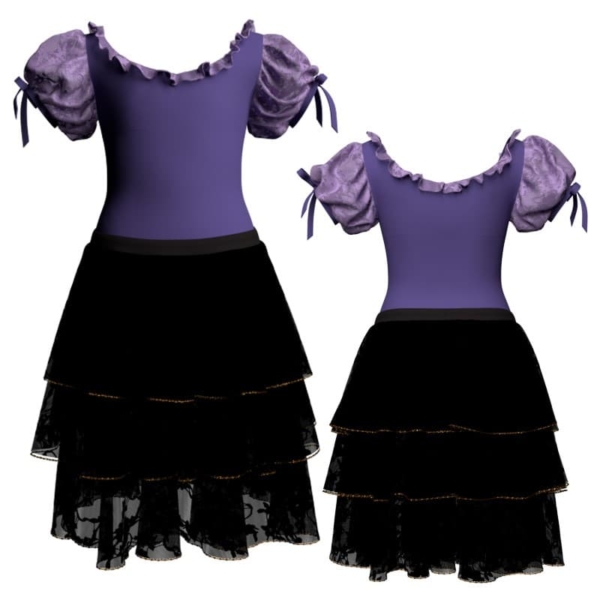 costume balletto maniche a palloncino con inserto in rete o pizzo yus2504