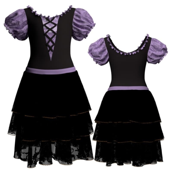 costume balletto maniche a palloncino con inserto in rete o pizzo yus2612