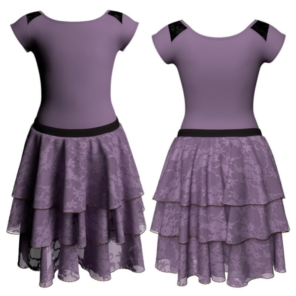 costume balletto maniche aletta con inserto in rete o pizzo yus1004