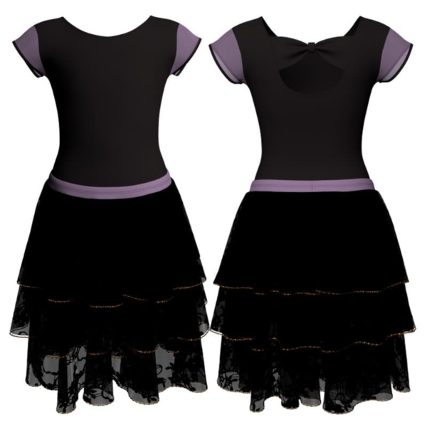 costume balletto maniche aletta con inserto in rete o pizzo yus210t