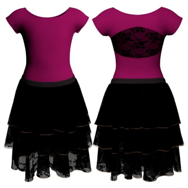 costume balletto maniche aletta con inserto in rete o pizzo yus211