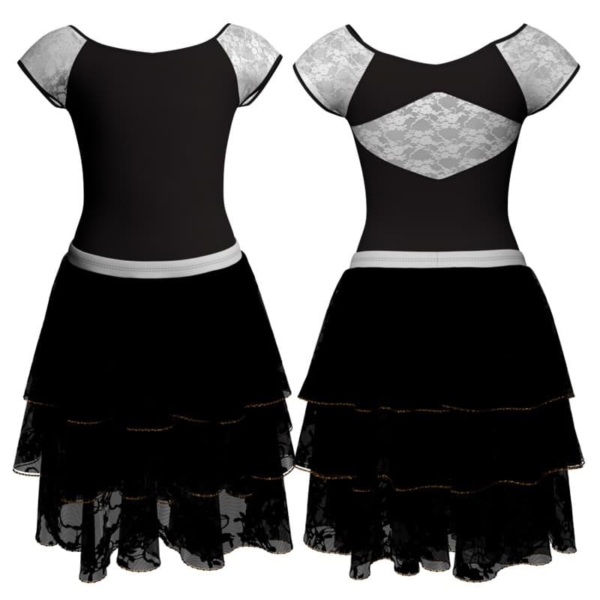 costume balletto maniche aletta con inserto in rete o pizzo yus240t1