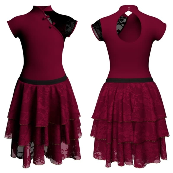 costume balletto maniche aletta con inserto in rete o pizzo yus2506