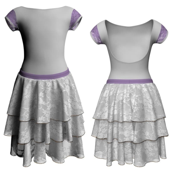 costume balletto maniche aletta con inserto in rete o pizzo yus3005t