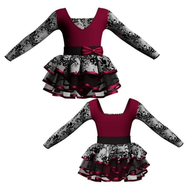 costume balletto maniche lunghe con inserto belen pro ves2532t