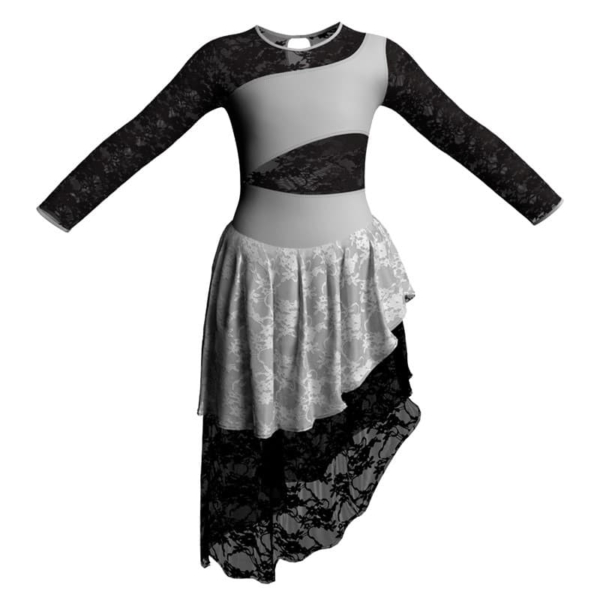 costume balletto maniche lunghe con inserto in rete o pizzo yuf108