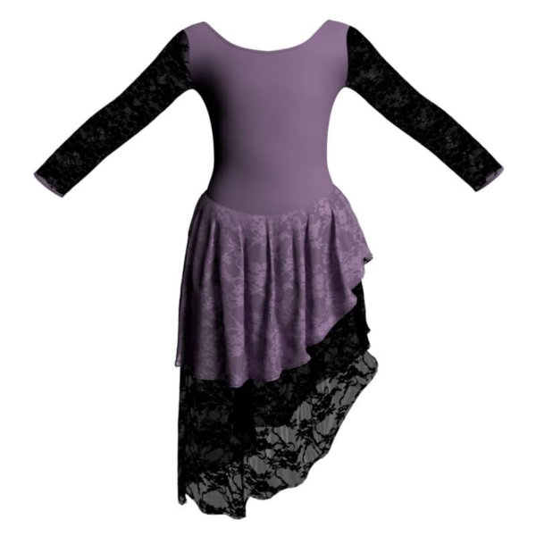 costume balletto maniche lunghe con inserto in rete o pizzo yuf411t