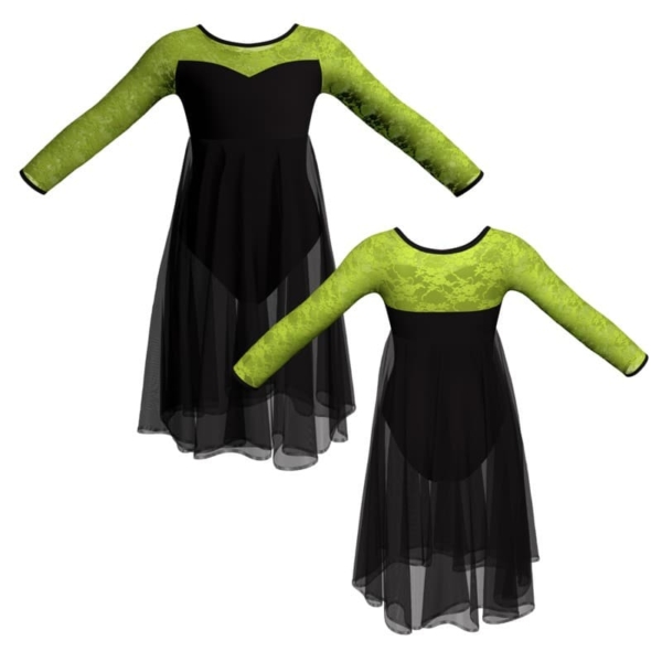 costume balletto maniche lunghe con inserto in rete o pizzo yum1019