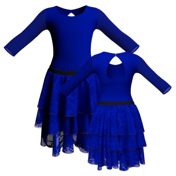 costume balletto maniche lunghe con inserto in rete o pizzo yus1021