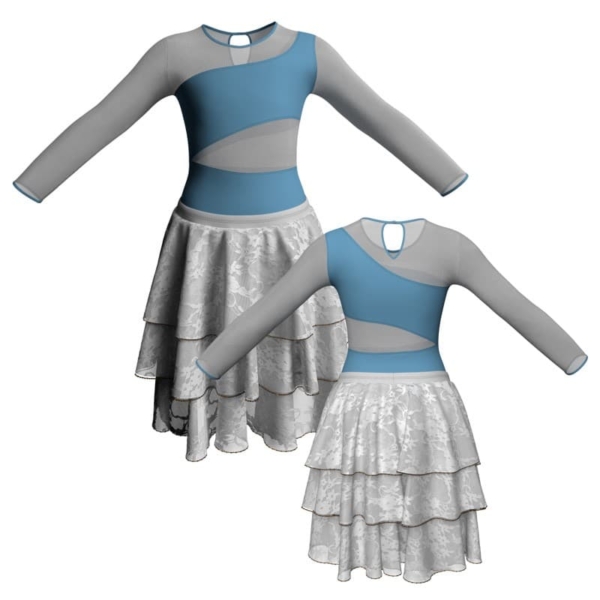 costume balletto maniche lunghe con inserto in rete o pizzo yus1081