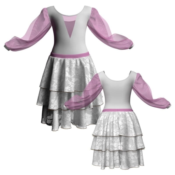 costume balletto maniche lunghe con inserto in rete o pizzo yus2633