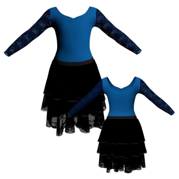 costume balletto maniche lunghe con inserto in rete o pizzo yus3004t