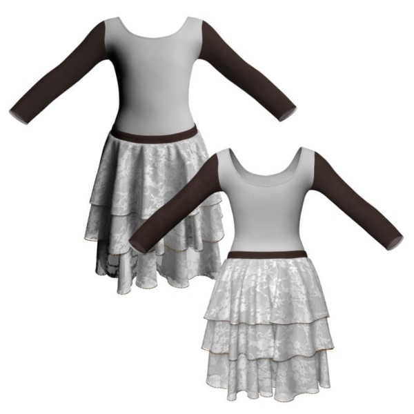 costume balletto maniche lunghe con inserto in rete o pizzo yus405t1