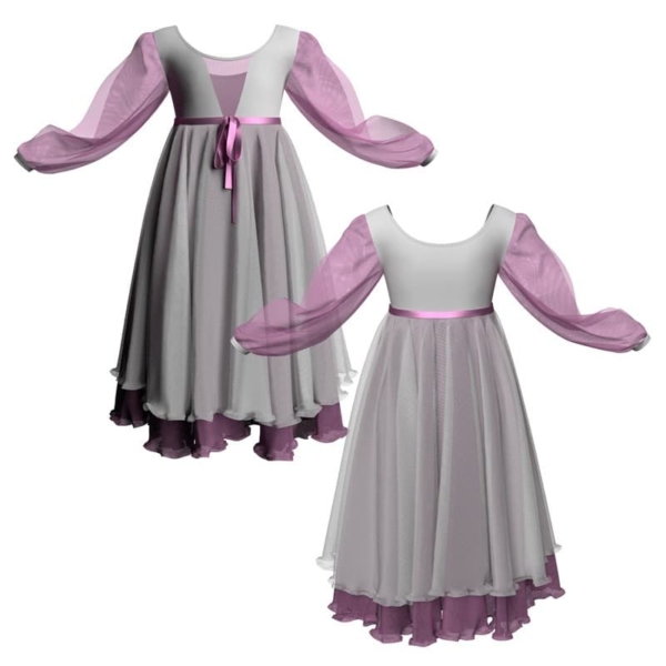 costume balletto maniche lunghe con inserto in rete o pizzo yuv2633