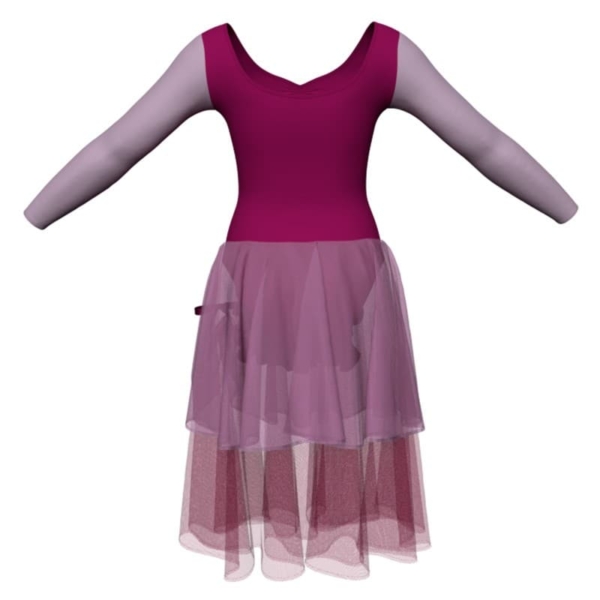 costume balletto maniche lunghe con inserto yuc3004t3