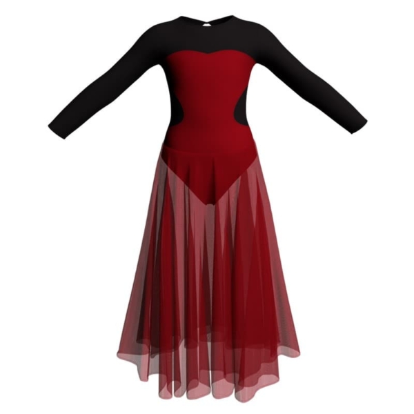 costume balletto maniche lunghe con inserto yul110