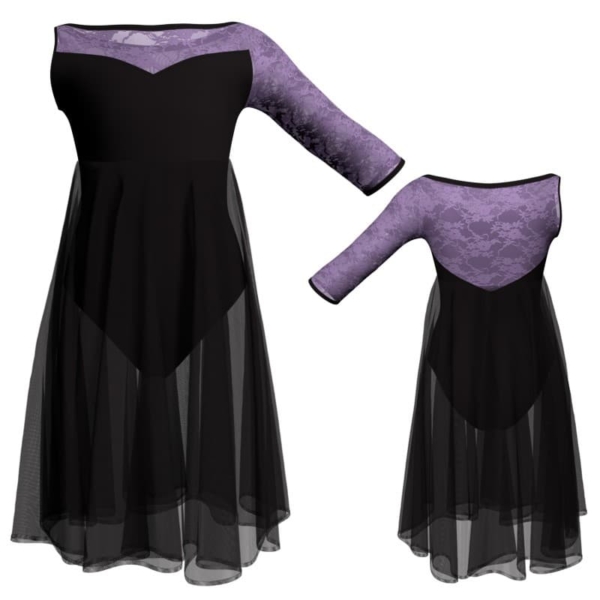 costume balletto monospalla con inserto in rete o pizzo yum105sst