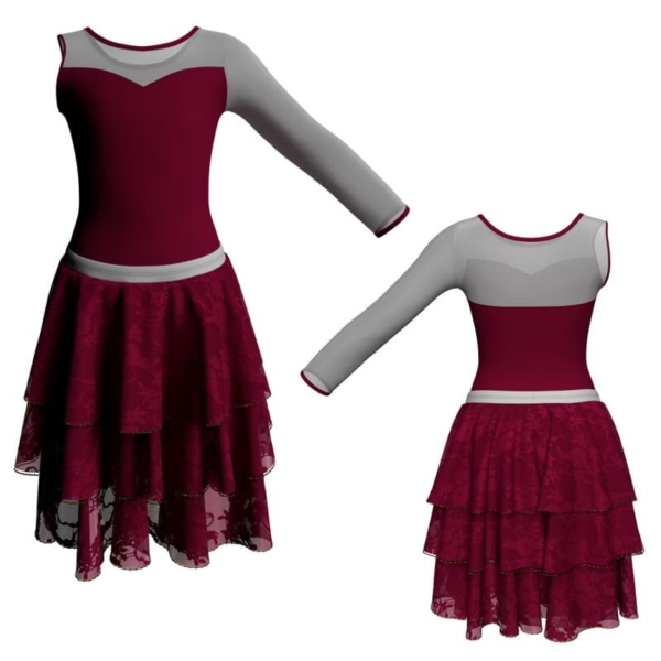 costume balletto monospalla con inserto in rete o pizzo yus1019sst1