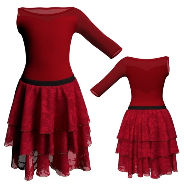 costume balletto monospalla con inserto in rete o pizzo yus105sst1