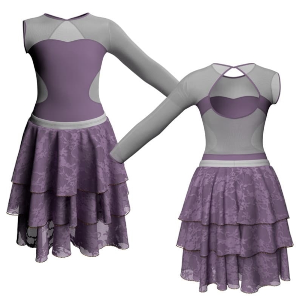 costume balletto monospalla con inserto in rete o pizzo yus110sst1