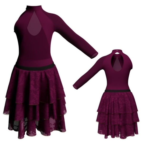 costume balletto monospalla con inserto in rete o pizzo yus119sst1