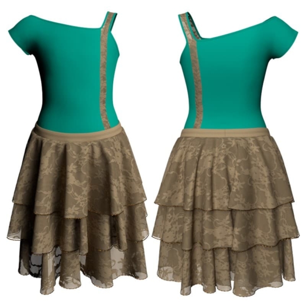 costume balletto monospalla con inserto in rete o pizzo yus217