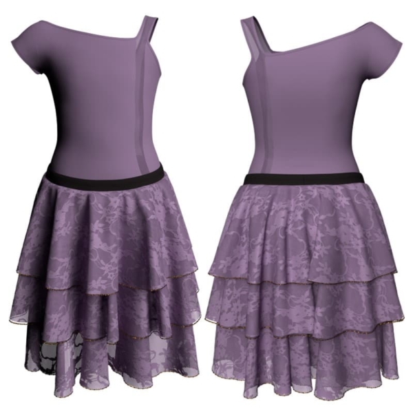 costume balletto monospalla con inserto in rete o pizzo yus2171