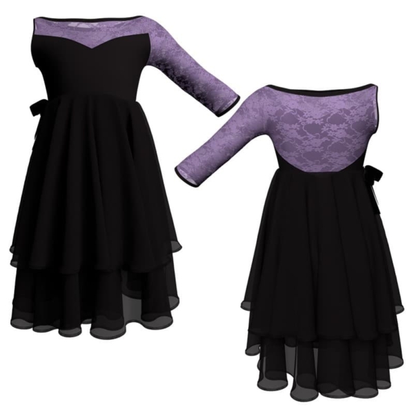 costume balletto monospalla con inserto in rete o pizzo yuw105sst