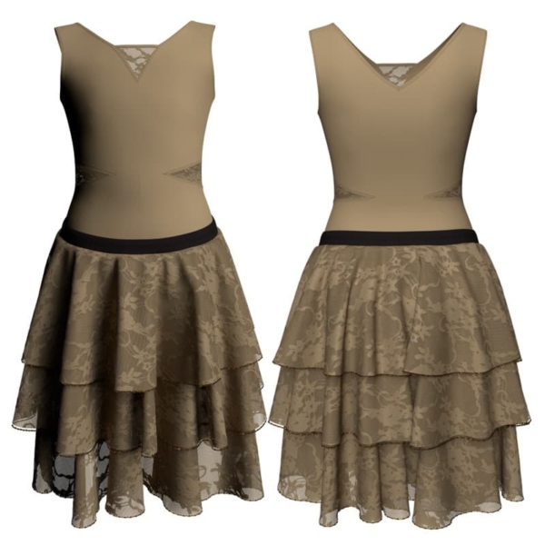 costume balletto senza maniche con inserto in rete o pizzo yus115sst1