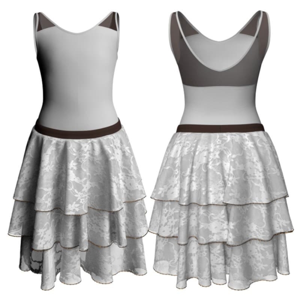 costume balletto senza maniche con inserto in rete o pizzo yus2201