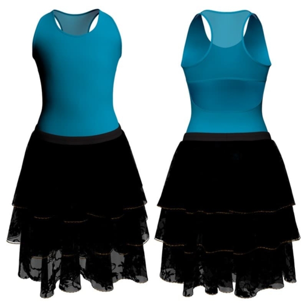 costume balletto senza maniche con inserto in rete o pizzo yus2371