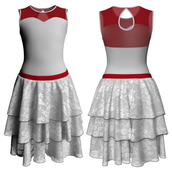 costume balletto senza maniche con inserto in rete o pizzo yus238