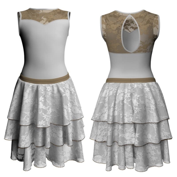 costume balletto senza maniche con inserto in rete o pizzo yus3014