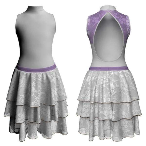 costume balletto senza maniche con inserto in rete o pizzo yus510t