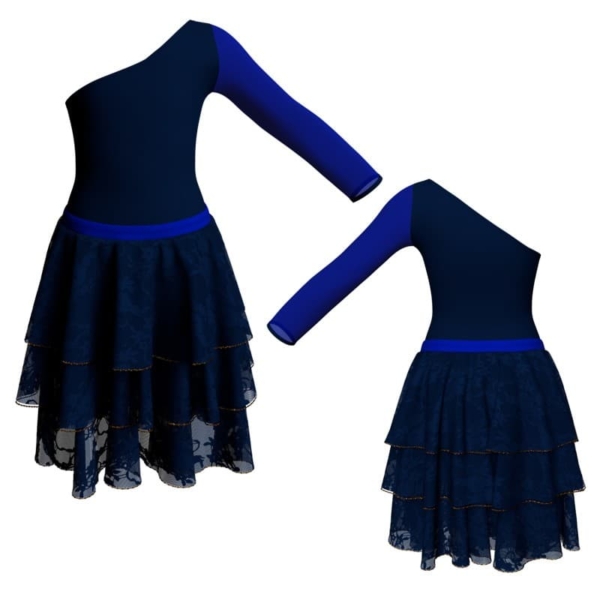 costume balletto senza maniche con inserto in rete o pizzo yus999t