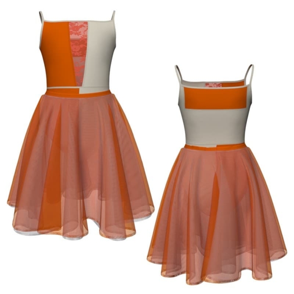 costume danza bicolor bretelle con inserto veh1171