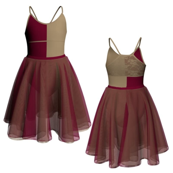 costume danza bicolor bretelle con inserto veh2291