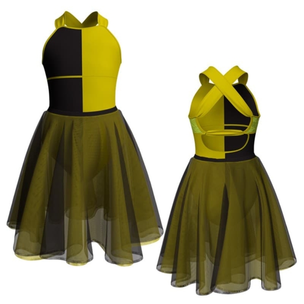 costume danza bicolor bretelle con inserto veh2321