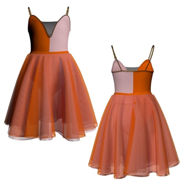 costume danza bicolor bretelle con inserto veh25261