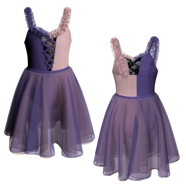 costume danza bicolor bretelle con inserto veh2529