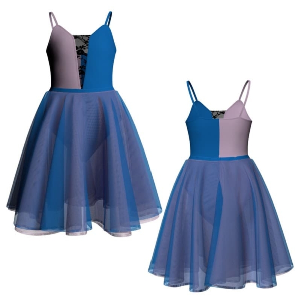 costume danza bicolor bretelle con inserto veh2609