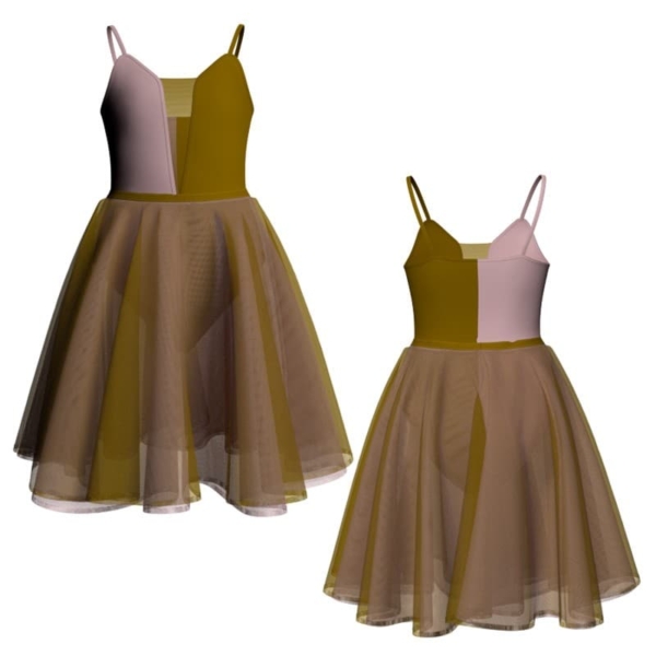 costume danza bicolor bretelle con inserto veh26091