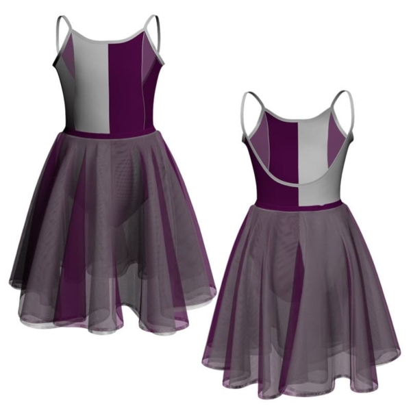 costume danza bicolor bretelle con inserto veh418t