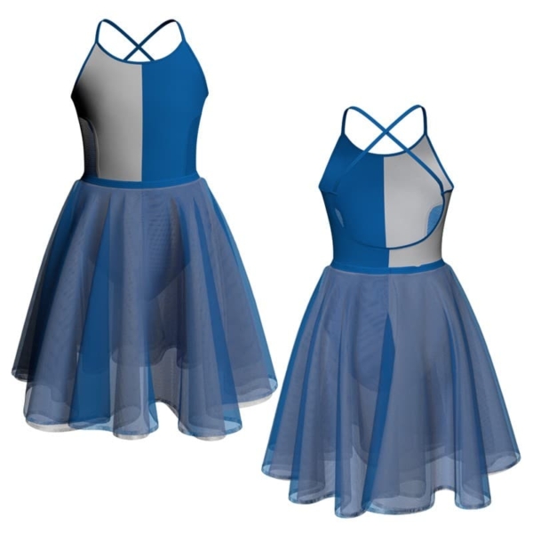 costume danza bicolor bretelle con inserto veh429