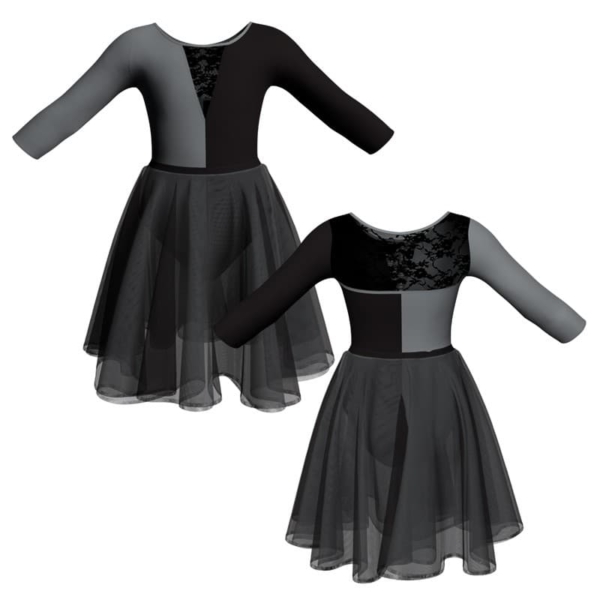 costume danza bicolor maniche 3 4 con inserto veh116